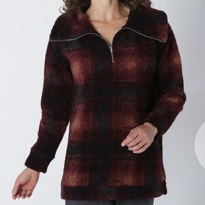 Cuddl Duds Curly Sherpa 1/2 Zip Pullover Women's Size Large Cozy Lounge Comfy